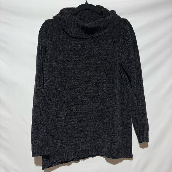 Karen Scott Chunky Knit Cowl Neck Sweater Black Fall Winter Cozycore Pull Over - Picture 2 of 8